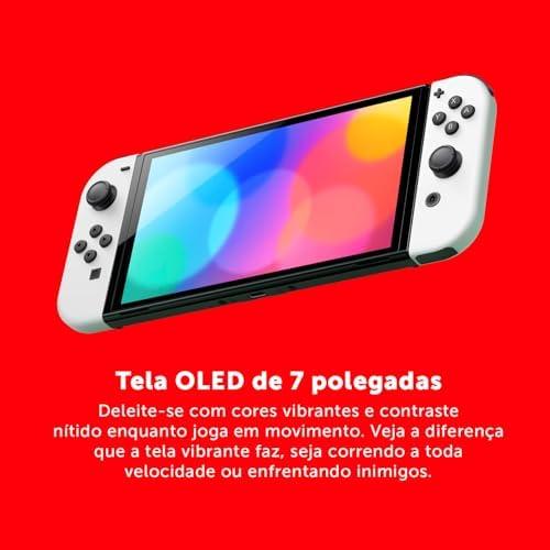Nintendo, Console Jogo, Switch OLED Branco, Jogo Digital Mario Kart 8 Deluxe, 3 Meses de Assinatura Nintendo Switch Online