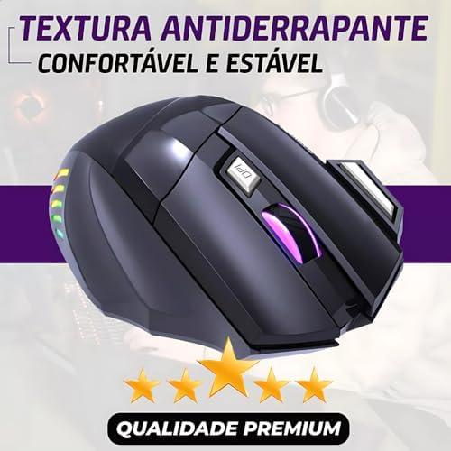 Mouse Gamer Anúbis 7 Botões 3200 DPI Ajustável LED RGB Alta Precisão e Velocidade Jogos Trabalho Estudos Cabo Reforçado Super Rápido Ergonômico Antideslizante Clique Duplo Premium - Preto