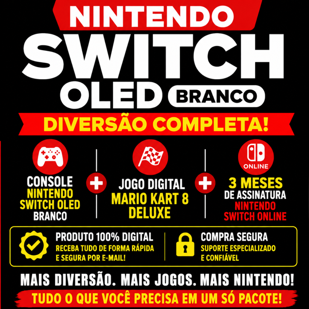 Nintendo Switch OLED Branco + Mario Kart 8 Deluxe